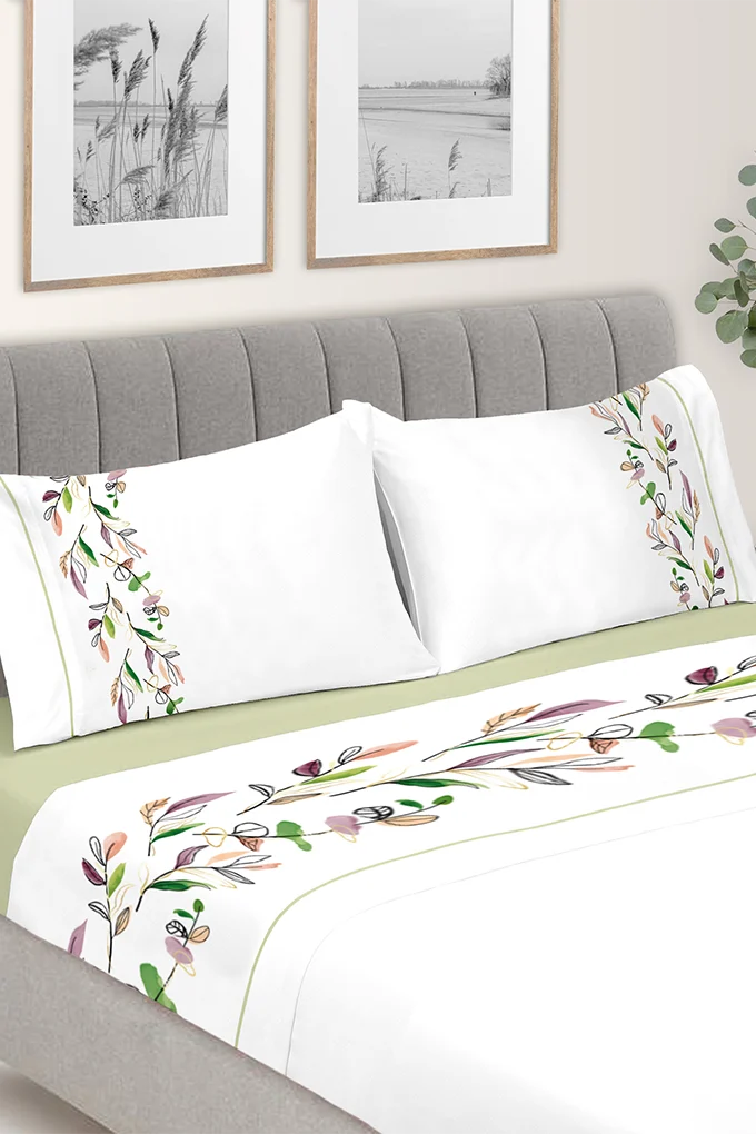 Bella 6 | Parure de lit imprimée en coton avec drap-housse