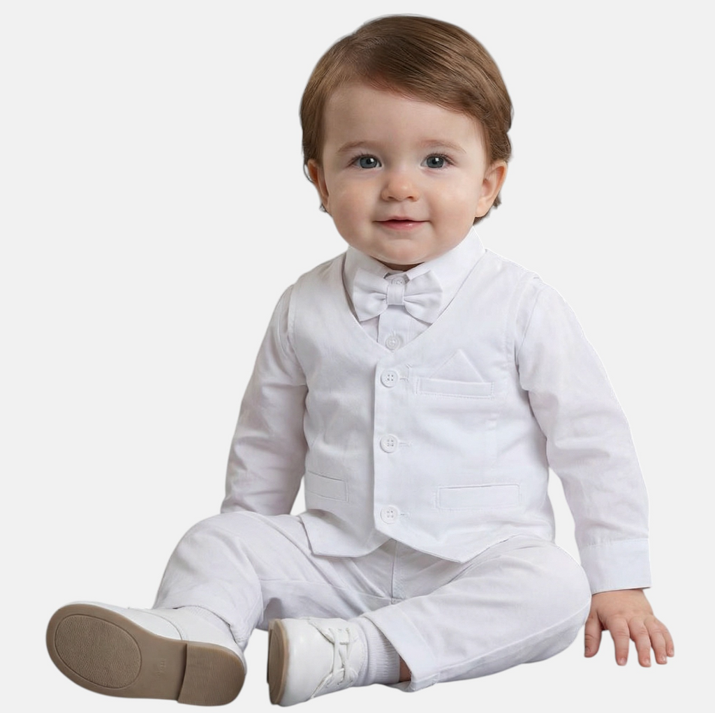 Ensemble Baptême Bébé 3 Pièces — Élégance Blanche KH112